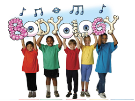 Children holding balloon letters that spell Bodyology.