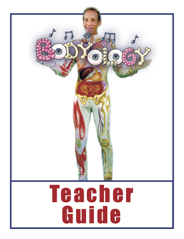 Bodyology Teacher Guide cover featuring Slim Goodbody in his full-body anatomy costume.